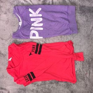 Bundle of two two long sleeve Pink shirts.